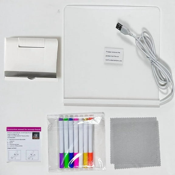 BAOPAI LED Note Board With Colors Light Up Acrylic Message Board Led Drawing Board Illuminated Acrylic Notepad With Adjustable Stand And 7 Pens 7ml