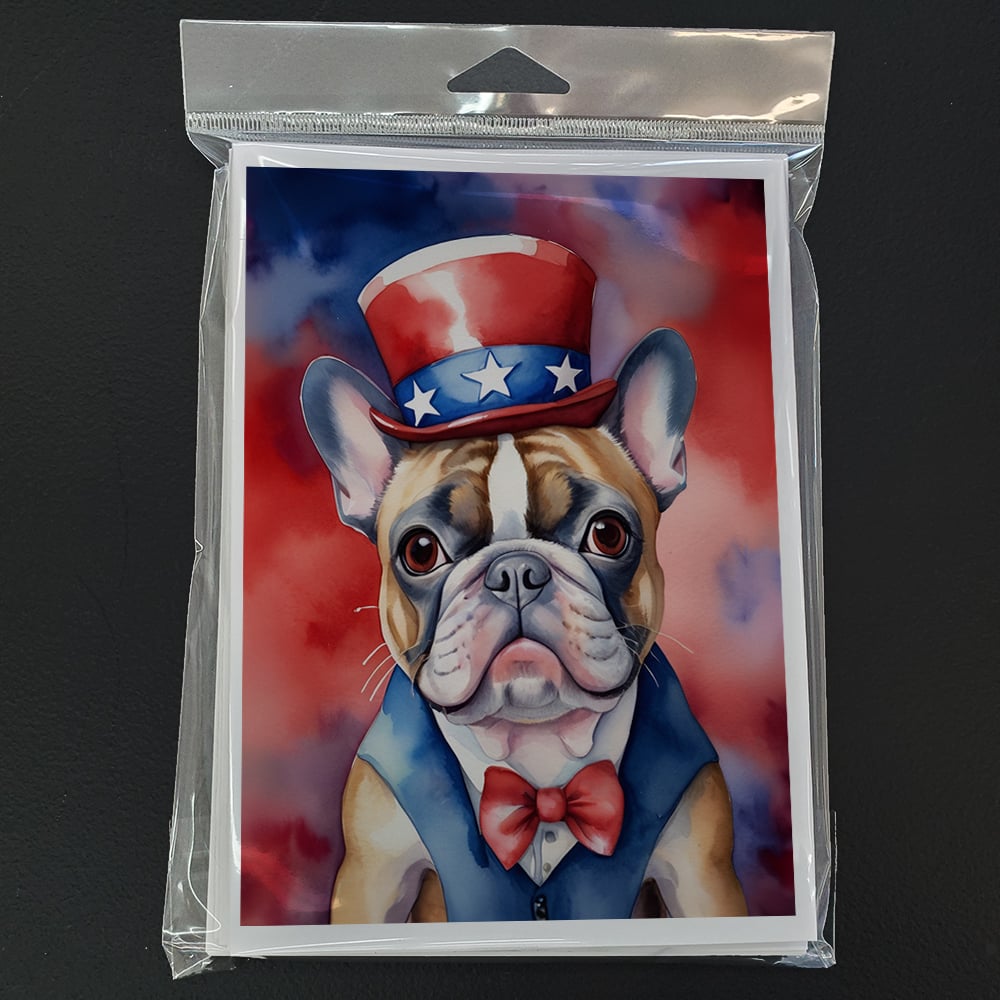 French Bulldog Patriotic American Greeting Cards Pack of 8 7 in x 5 in