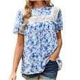 thumbnail image 1 of Blusa de manga corta con cuello redondo informal de primavera y verano con estampado de mujer OAVQHLG3B Store  lin121212, 1 of 4