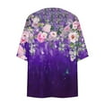 thumbnail image 4 of lcziwo Plus Size Womens Clothing Spring Summer Kimono 2025 Floral Print Puff Sleeve Cardigans Loose Cover Up Chiffon Cardigan Casual Blouse Tops Purple S Clearance Sales Today Sales Prime, 4 of 6