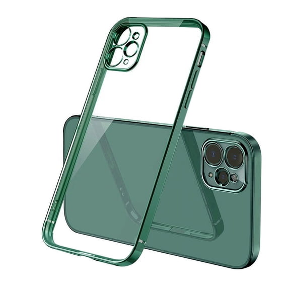 For iPhone 12 Pro Max Clear Silicone Case With Dark Green Edge