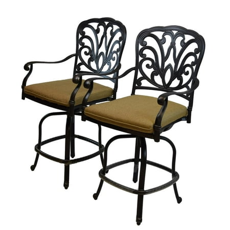 - Set of 2 Elegant Antique Bronze Colored Counter Height Outdoor Patio Bar Stools 44”