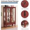 thumbnail image 3 of DEALTOPS Vintage Curio Cabinet with Light Bulb, Lighted Glass Display Cabinet with Adjustable Shelves, Cherry, 3 of 9