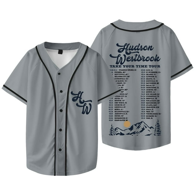 Hudson Westbrook Take Your Time Tour Merch Veste de Baseball Tee Unisexe Col en V Manches Courtes T-Shirts, Style 6,S