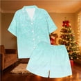 thumbnail image 5 of vdgthytj Womens 2 Piece Pajama Set Printed Short Sleeve Button down Shirts and Shorts Set Sleepwear Pjs, 5 of 7