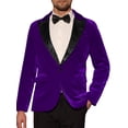 thumbnail image 1 of BLAZER DE VELVET CHIC PARA HOMBRE DE UN BOTÓN, TRAJE DE FIESTA PROM TUXEDO, CHAQUETA DE CENA XL PÚRPURA OSCURO, 1 of 6