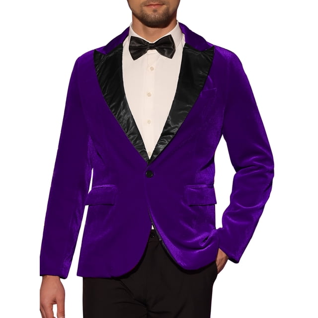BLAZER DE VELVET CHIC PARA HOMBRE DE UN BOTÓN, TRAJE DE FIESTA PROM TUXEDO, CHAQUETA DE CENA XL PÚRPURA OSCURO