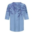 thumbnail image 5 of Sakmal Spring Tops for Women 2024 Elbow-Length Blue Graphic Crew Neck T-Shirts Womens Shirts for Summer, 5 of 5