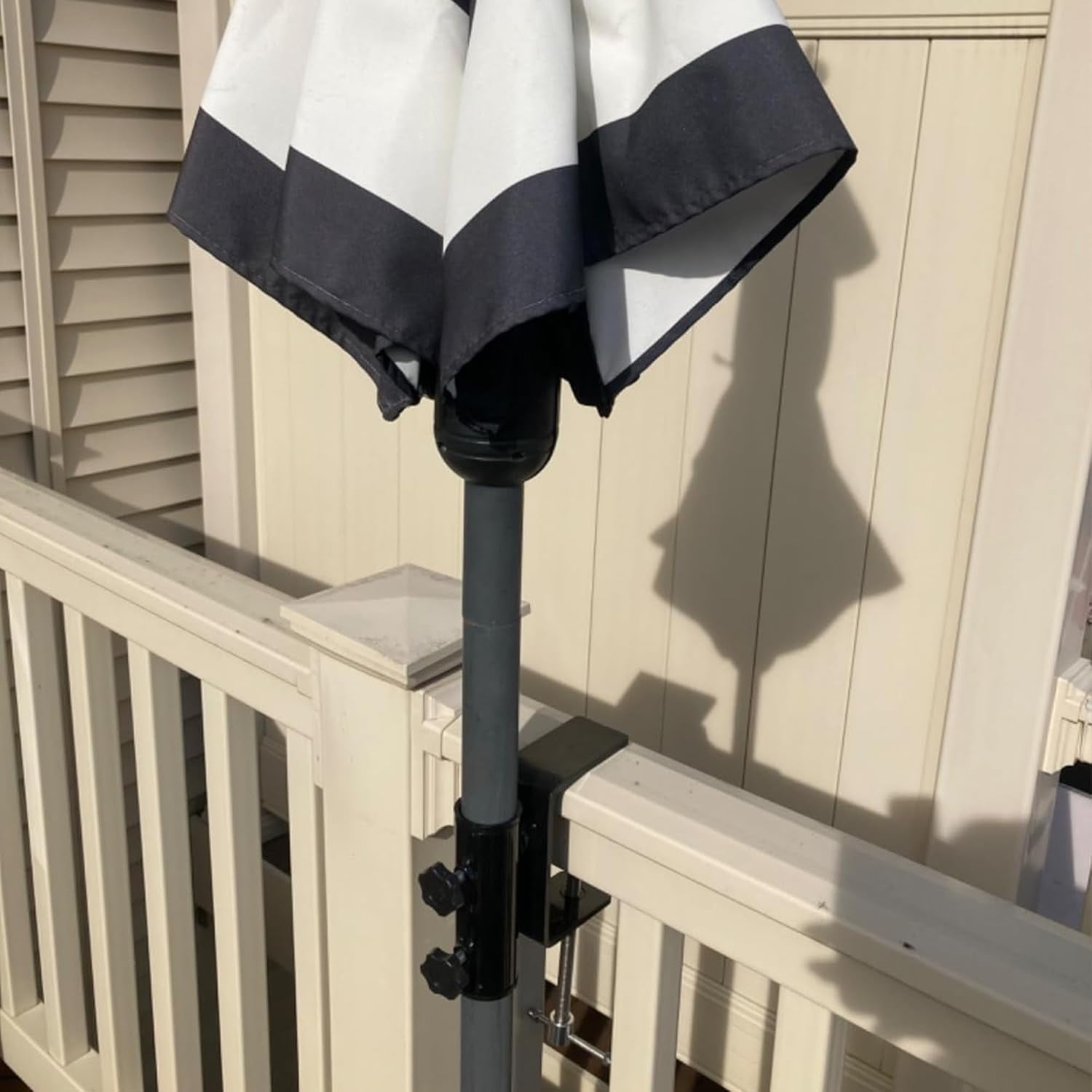 AMMSUN Heavy Duty Patio Umbrella Clamp Steel Holder for Square Balcony Rail Fence Outdoor Use,Black