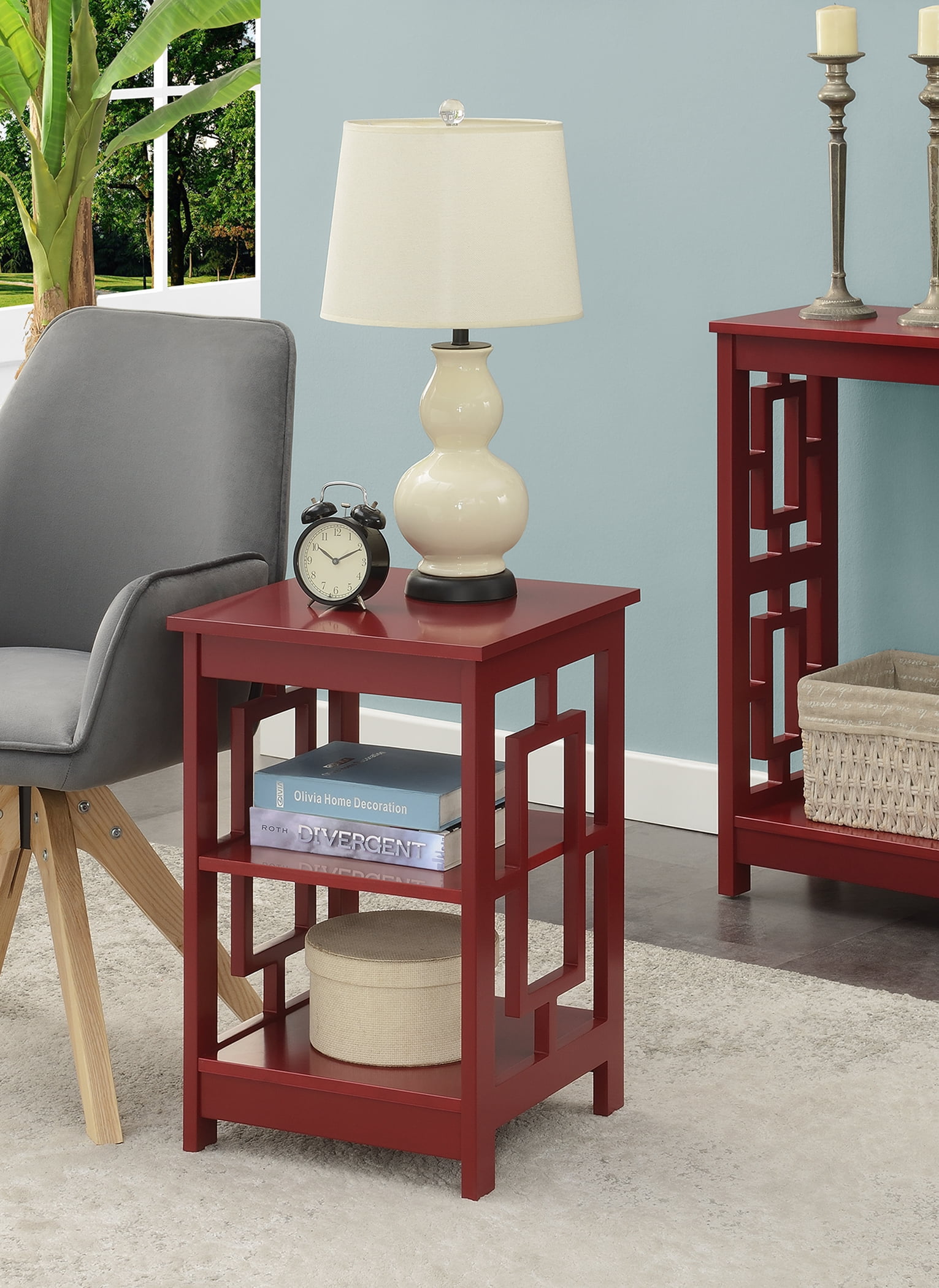 Red Shelf Table Town Square End Table with Shelves, Red - Walmart.com
