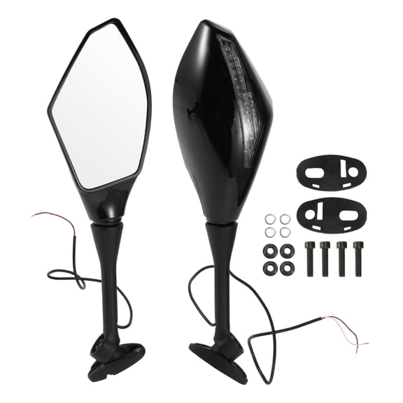 Unique Bargains 1 Set Motorcycle Rear View Mirrors for Honda CBR600RR 2003-2014 Front Side Mirrors Mount Black Aluminum Plastic