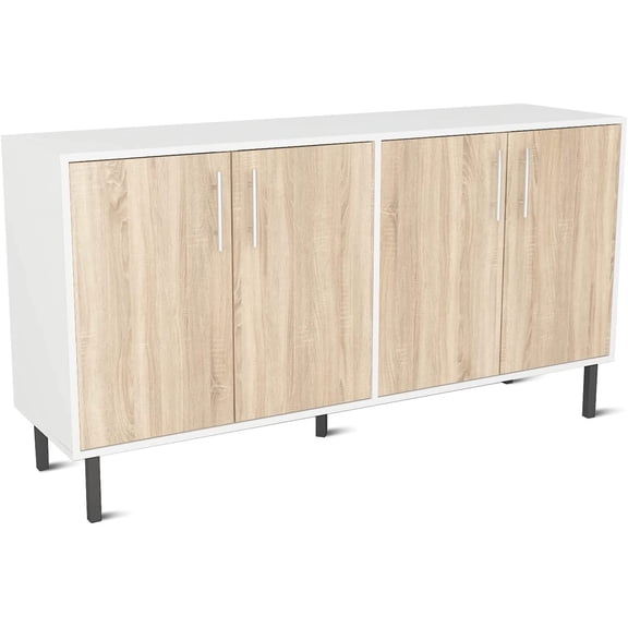 EconoHome Wood Buffet Cabinet for Living Room, Wooden Storage Sideboard with 4 Doors, This Credenza, Server or a TV Stand can be Used on The Kitchen, Dining Room, Bedroom, Entryway or Hallway