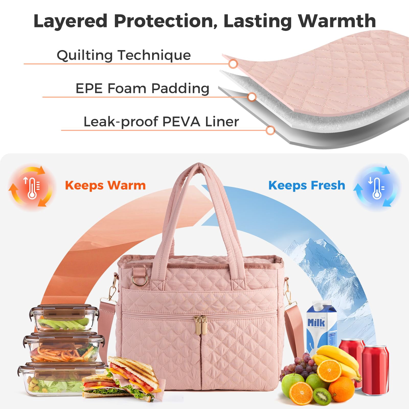 Extra-large Lunch Bag  Box Insulated For Women Tote Soft Cooler Work Outdoor Picnic Trips