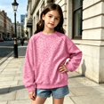 thumbnail image 2 of Girls Leopard Print Crewneck Sweatshirt Long Sleeve Ribbed Cuffs Casual Loose Fit Fall Pullover Sweatshirt, 2 of 4
