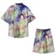 thumbnail image 5 of Conjunto casual de blusa y pantalones de playa de manga corta con estampado de botones para hombre Pompotops oipoqjl35979, 5 of 5