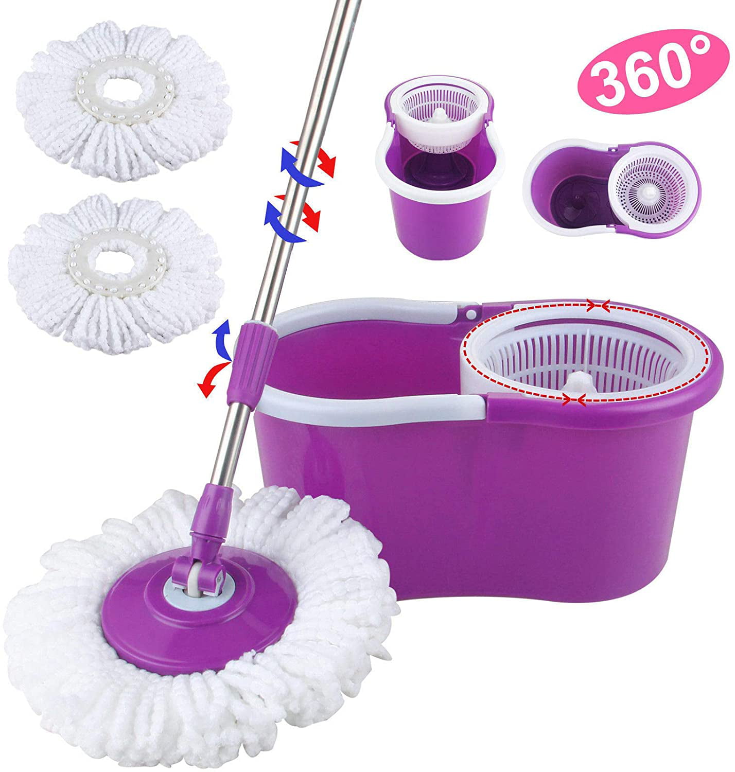 Spin Mop - for Home Kitchen Floor Cleaning - Wet/Dry Usage on Hardwood