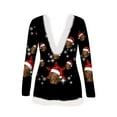 thumbnail image 5 of Kiapeise Christmas Romper Onesie for Women Sexy V Neck Rompers Shorts Long Sleeve Button Pajama, 5 of 6