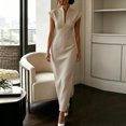 thumbnail image 7 of QUNYINEY Long Plus Size Wedding Guest Dresses for Women Short Sleeve Formal Elegant Party Bodycon Dress Slim Fit Business Work V Neck Solid Dresses, 7 of 7
