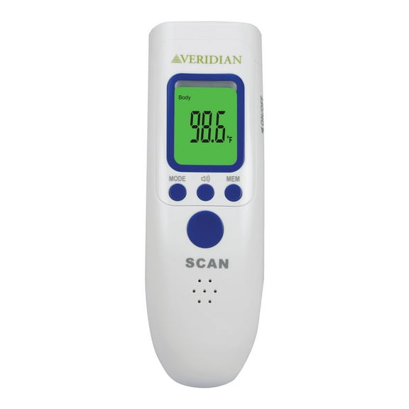 Veridian Infrared Non-Contact Forehead Thermometer, 1-Second Readout, 3-Color Fever Alert Display