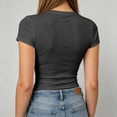 thumbnail image 7 of Lumtrix Womens Short Sleeve T Shirts - Summer Slim Fit Y2k Basic Tee Casual Crew Neck Tops for Workout Dark Gray L, 7 of 7