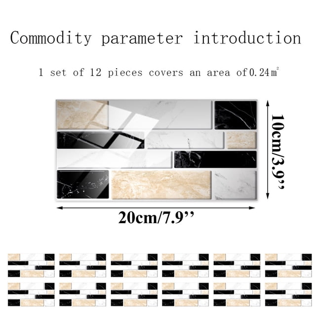 JJKBVCLO Decoration Adhesive Crystal Wall Tile Stickers 1PC Kitchen Sticker 2D Bathroom Self Sticker Wall Tile ArtsCrafts & Sewing