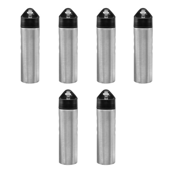 Slim Stainless Steel Water Bottles 25 oz, 6 pack, Reusable Gym Sports Bulk Pack, Silver