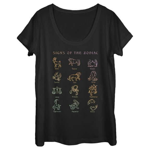 Women's Lost Gods Signs of the Zodiac Graphic Tee Black Small