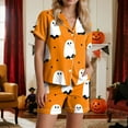 thumbnail image 6 of UngA Halloween Pj Sets for Woman Halloween Womens Pajama Set Short Sleeve Top And Shorts Elastic Waistband Set With Pockets Loungewear Yoga Casual Wear Suit Yellow,XL, 6 of 7