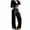 Black, variant on Xdegoge Lounge Wear for Women 2 Piece Full Zip Long Sleeve Hoodies Cropped Cardigan Jacket Outfits Oversized Wide Leg Pants with Pockets Tracksuit Sets
