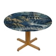 thumbnail image 3 of BCIIG Pagoda Forest Bridge Round Table Cover Stain Resistant Washable for Indoor Outdoor Dining Wedding Parties 100% Polyester Tablecloth with Elastic Edge 31"-35, 3 of 8