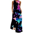 thumbnail image 2 of Sleevele Long Dress Floor Skirt Casual Beach Women Summer Dress Lady V Neck Butterfly Printed Dresses Elegant Women's Dress, 2 of 6