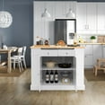 thumbnail image 3 of Gymax Large Kitchen Island Drop Leaf Breakfast Bar w/ Wood Top Shelves Drawers White, 3 of 10