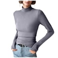 thumbnail image 2 of felwors Women's Turtleneck Thermal Base Layer Top - Brushed Fleece Lined, Moisture-Wicking Long Sleeve Slim Fit Shirt for Cold Weather Dark Gray, XL, 2 of 7