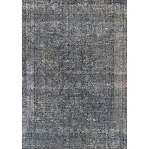 Ahgly Company Indoor Rectangle Mid-Century Modern Gunmetal Gray Oriental Area Rugs, 8' x 12'