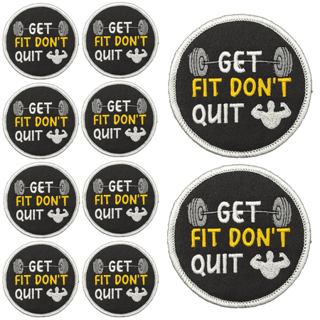 10Pcs Get Fit Don't Quit Gym Fitness Weightlifting Motivational Embroidered Patch with hook and loop backing, Workout Bodybuilding Applique Badge for Vests,Jackets, Backpacks,and Clothing