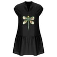 thumbnail image 5 of Vestido de falda corta de lino y algodón con estampado de manga corta y cuello en V de moda sexy informal para mujer Pompotops ghjkhdj17153, 5 of 5