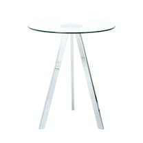 Homycasa Modern Glass Top Side Table with Metal Legs-Chrome