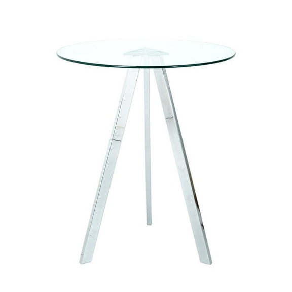 Homycasa Modern Glass Top Side Table with Metal Legs-Chrome