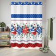 thumbnail image 6 of No Hook Shower Curtain with Built-in Rings - Red White Blue Patriotic Stars Washable Waterproof Fabric Bathroom Curtains for Hotel,Rentals, Stall 48 X 72 Inch , Eucalyptus Leaves Poppy, 6 of 9