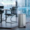 thumbnail image 3 of Home Zone Living 12 Gallon Semi-Round Stainless Steel Kitchen Trash Can with Step Pedal and Soft Close Lid, Silver, 3 of 9