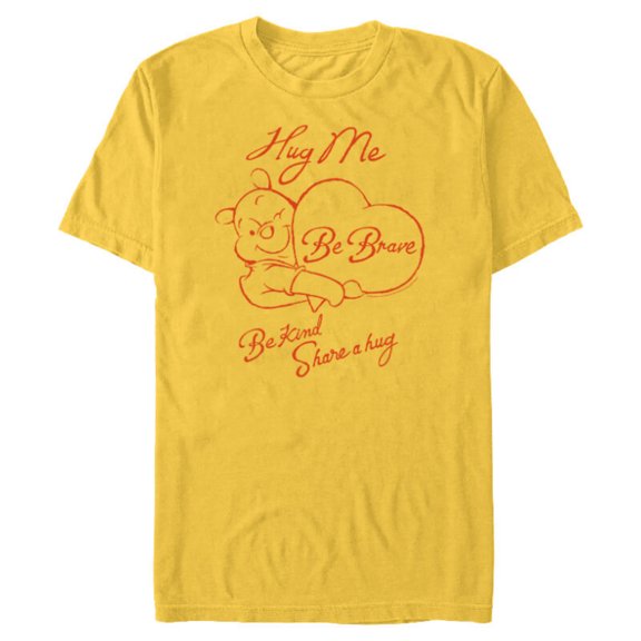 Disney 100 Winnie the Pooh Be Brave Be Kind Share a Hug D100 - Short Sleeve Blended T-Shirt for Adults - Customized-Yellow