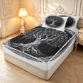 thumbnail image 2 of Homewish Minimalist Nature Tree Zipper Full Size Comforter Sets with Fitted Sheet and 2 Pillowcases,Classic Botanical Art Zipper Bedding Set,White Black,Light Gray Reversible,4pcs, 2 of 8