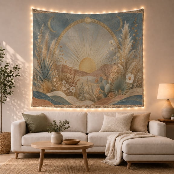 Potted Houseplants Shelves with Heart Radiant Emits, Nostalgic Vintage for Botanical Art Lovers, Wall Decor, Valentine'S Day Gift, Tapestry Wall Hanging for Dorm and Living Room