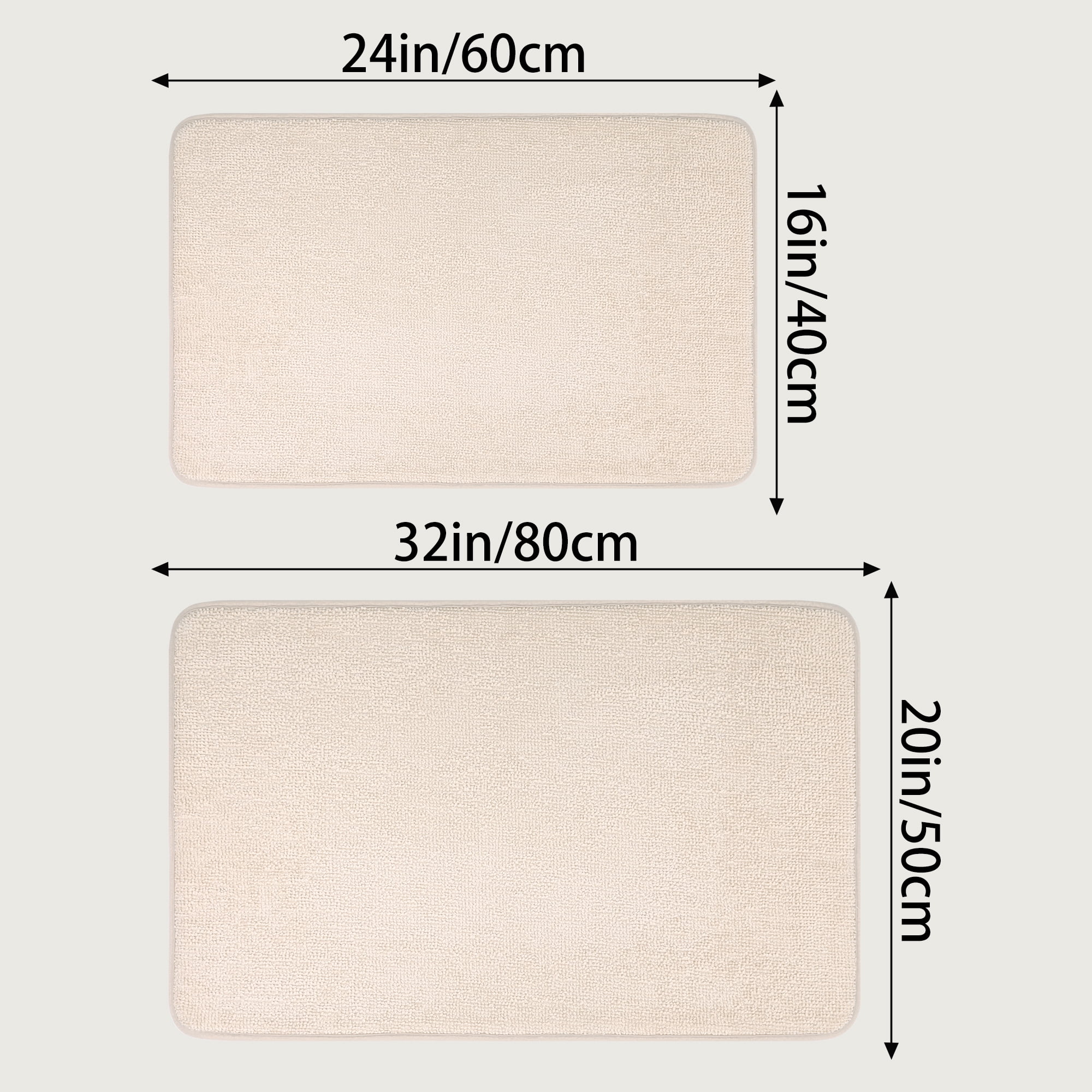 Unique Bargains Bathroom Rug Soft Non Slip Memory Foam Mat Khaki 20" x 32"