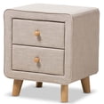 thumbnail image 1 of Bowery Hill Modern 2 Drawer Linen Upholstered Nightstand in Beige, 1 of 8