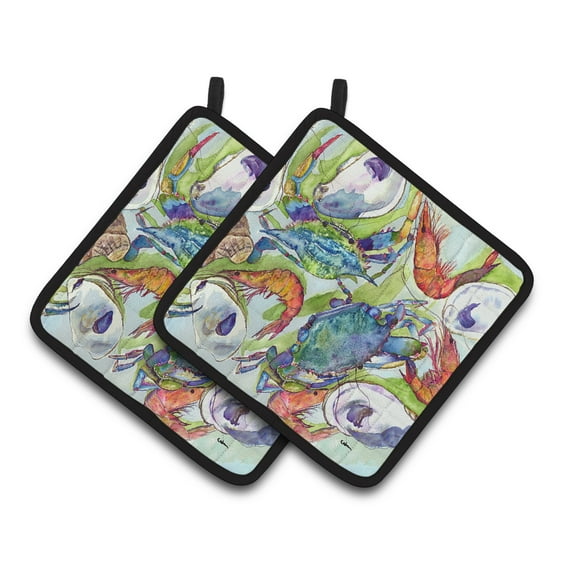 Carolines Treasures 8547PTHD Crab Pair of Pot Holders , 7.5HX7.5W, multicolor