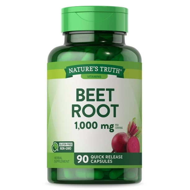 Beet Root Capsules 1000mg 90 Pills Herbal Extract Gluten Free