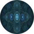 thumbnail image 1 of Ahgly Company Machine Washable Indoor Round Transitional Teal Green Area Rugs, 5' Round, 1 of 7