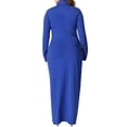 thumbnail image 3 of Agnes Orinda Women's Plus Size Basic Maxi Dresses Turtleneck Long Sleeve Bodycon Party Long Pencil Dress 1X Royal Blue, 3 of 5