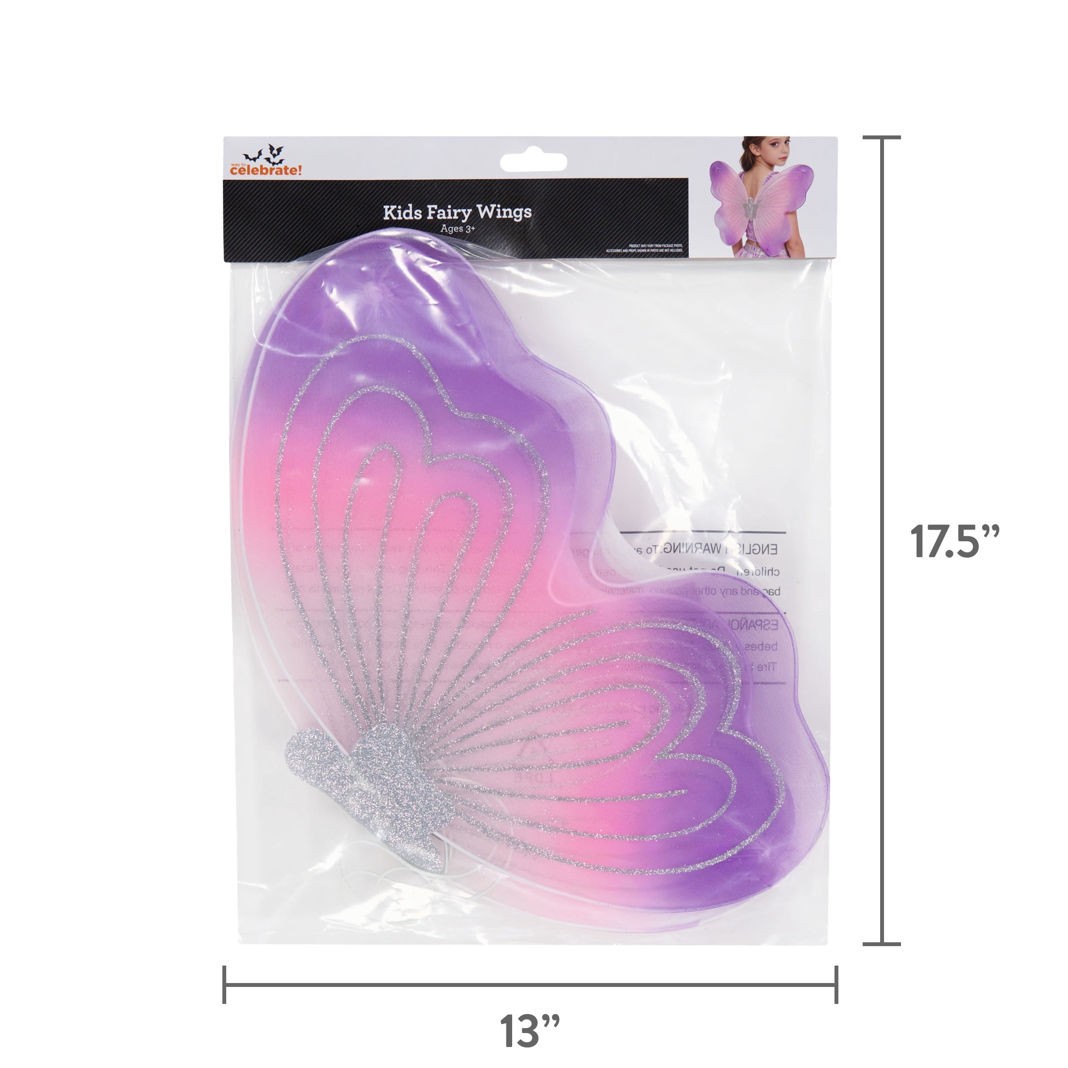Fairy Wings Costume Accessory for Children, Multicolor, Halloween by Way To Celebrate